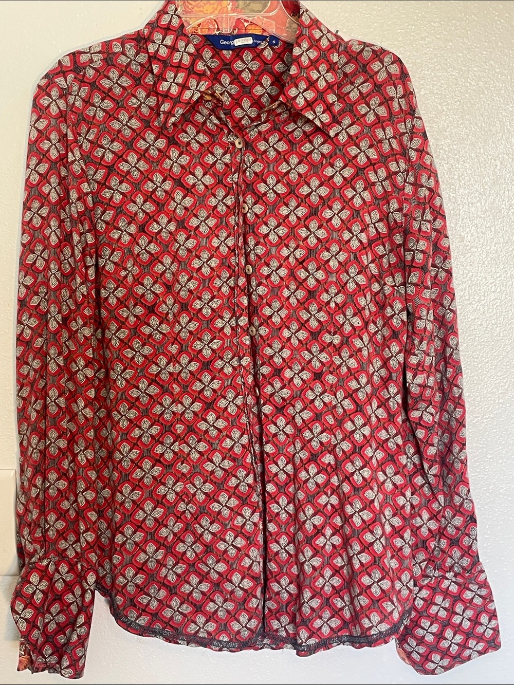 George Red Printed Button-Down Shirt